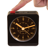 Desk Alarm Clock, Analog, Battery Operated, 3.5" W x 1.5" D x 3.75" H, Black Par Equipment