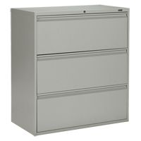 Lateral Filing Cabinet, Steel, 3 Drawers, 36" W x 19-1/4" D x 39-3/50" H, Grey OP907 | Par Equipment
