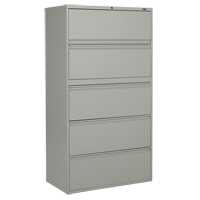 Lateral Filing Cabinet, Steel, 5 Drawers, 36" W x 19-1/4" D x 66-5/9" H, Grey OP908 | Par Equipment