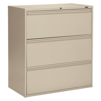 Lateral Filing Cabinet, Steel, 3 Drawers, 36" W x 19-1/4" D x 39-3/50" H, Beige OP910 | Par Equipment