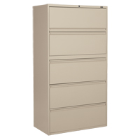 Lateral Filing Cabinet, Steel, 5 Drawers, 36" W x 19-1/4" D x 66-5/9" H, Beige OP911 | Par Equipment