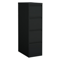 Vertical Filing Cabinet, Steel, 4 Drawers, 15-1/7" W x 25" D x 52" H, Black OP914 | Par Equipment