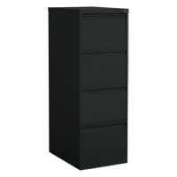 Vertical Filing Cabinet, Steel, 4 Drawers, 18-1/7" W x 25" D x 52" H, Black OP915 | Par Equipment