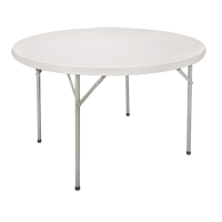Folding Table, Round, 48" L x 48" W, Polyethylene, White Par Equipment