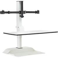 Soar™ Sit/Stand Electric Desk with Dual Monitor Arm, Desktop Unit, 37-1/4" H x 27-3/4" W x 22" D, White OQ926 | Par Equipment