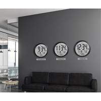 Round Digital Wall Clock, Digital, Battery Operated, 15" Dia., Black OR488 | Par Equipment