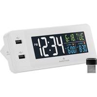 Hotel Collection Fast-Charging Dual USB Alarm Clock, Digital, Battery Operated, White OR489 | Par Equipment