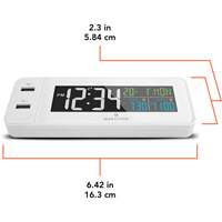 Hotel Collection Fast-Charging Dual USB Alarm Clock, Digital, Battery Operated, White OR489 | Par Equipment