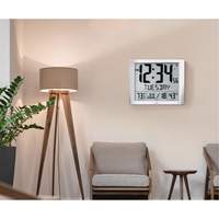 Super Jumbo Self-Setting Wall Clock, Digital, Battery Operated, Silver OR491 | Par Equipment