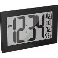 Self-Setting & Self-Adjusting Wall Clock with Stand, Digital, Battery Operated, Black OR493 | Par Equipment