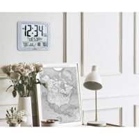 Slim Self-Setting Full Calendar Wall Clock, Digital, Battery Operated, Silver OR494 | Par Equipment