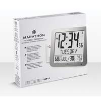 Slim Self-Setting Full Calendar Wall Clock, Digital, Battery Operated, Silver OR494 | Par Equipment
