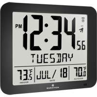 Slim Self-Setting Full Calendar Wall Clock, Digital, Battery Operated, Black OR495 | Par Equipment