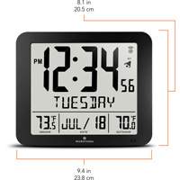 Slim Self-Setting Full Calendar Wall Clock, Digital, Battery Operated, Black OR495 | Par Equipment