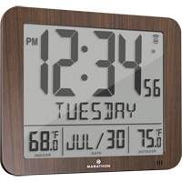 Slim Self-Setting Full Calendar Wall Clock, Digital, Battery Operated, Black OR496 | Par Equipment