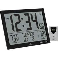 Self-Setting Full Calendar Clock with Extra Large Digits, Digital, Battery Operated, Black OR497 | Par Equipment