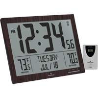 Self-Setting Full Calendar Clock with Extra Large Digits, Digital, Battery Operated, Brown OR498 | Par Equipment