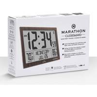Self-Setting Full Calendar Clock with Extra Large Digits, Digital, Battery Operated, Brown OR498 | Par Equipment