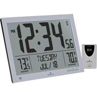 Self-Setting Full Calendar Clock with Extra Large Digits, Digital, Battery Operated, Silver OR499 | Par Equipment