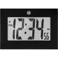 Large Frame Clock, Digital, Battery Operated, 9" W x 1" D x 6.5" H, Black Par Equipment