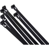 Attache-c&acirc;ble r&eacute;utilisable, Longueur 8", R&eacute;sistance &agrave; la traction 50 lb, Noir Par Equipment