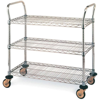 Standard-Duty Utility Carts, Stainless Steel, 18" x 39" x 30", 500 lbs. Capacity Par Equipment