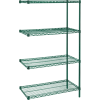 Heavy-Duty Green Epoxy Finish Wire Shelving, Add-On Kit, 4 Tiers, 30" W x 63" H x 14" D Par Equipment
