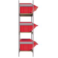 Wide Span Shelving with Jumbo Plastic Bins, Steel, Boltless, 800 lbs. Capacity, 66" W x 60" H x 18" D Par Equipment