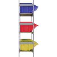 Wide Span Shelving with Jumbo Plastic Bins, Steel, Boltless, 800 lbs. Capacity, 66" W x 60" H x 18" D Par Equipment