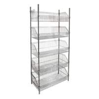 Wire Basket Shelving Unit, 5 Tiers, 48" W x 74" H x 24" D Par Equipment