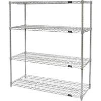Heavy-Duty Chromate Wire Shelving, 4 Tiers, 36" W x 54" H x 24" D Par Equipment