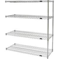 Heavy-Duty Chromate Wire Shelving, Add-On Kit, 4 Tiers, 36" W x 54" H x 24" D Par Equipment