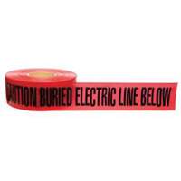 Ruban d'avertissement de danger souterrain Buried Electric Line Identoline, 3" la x 1000' lo, Noir/rouge Par Equipment