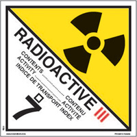 Étiquettes d'expédition pour matières radioactives de catégorie 3, 4" lo x 4" la, Noir sur blanc SAG880 | Par Equipment