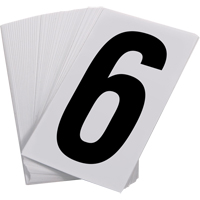 Pressure Sensitive Numbering, 6, 3-1/2" H, Black on White Par Equipment
