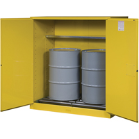 Sure-Grip<sup>®</sup> EX Vertical Drum Storage Cabinets, 110 US gal. Cap., 2 Drums, Yellow SAQ048 | Par Equipment