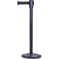 Free-Standing Crowd Control Barrier, Steel, 35" H, Black Tape, 7' Tape Length Par Equipment