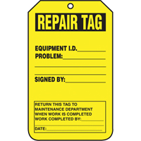 &eacute;tiquettes de s&eacute;curit&eacute; d'inspection et de contr&ocirc;le de l'&eacute;tat de l'&eacute;quipement, Papier cartonn&eacute;, 3-1/8" la x 5-7/8" h, Anglais Par Equipment