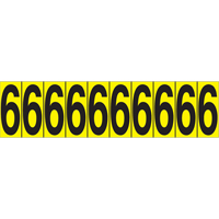 Individual Adhesive Number Markers, 6, 1-15/16" H, Black on Yellow SC837 | Par Equipment