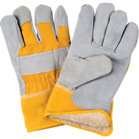 Winter-Lined Fitters Gloves, Large, Split Cowhide Palm, Boa Inner Lining SD614 | Par Equipment