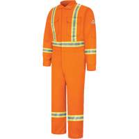 Flame-Resistant Coveralls with Reflective Trim, Size 38, Orange, 12.2 cal/cm² Par Equipment