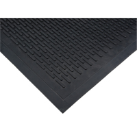 Low-Profile Matting, Rubber, Scraper Type, Solid Pattern, 3' x 5', Black Par Equipment