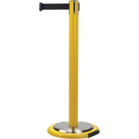Barri&egrave;res sur pieds pour le contr&ocirc;le des foules, Acier, 35" h, Ruban Noir, Longueur du ruban 7' Par Equipment