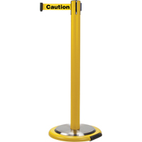 Barri&egrave;res sur pieds pour le contr&ocirc;le des foules, Acier, 35" h, Ruban Jaune, Longueur du ruban 7' Par Equipment