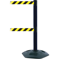 Dual Line Heavy Duty Post, Plastic, 38" H, Black/Yellow Tape, 7.5' Tape Length Par Equipment