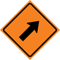 Right Diagonal Arrow Roll-Up Traffic Sign, 36" x 36", Vinyl, Pictogram Par Equipment
