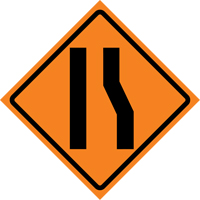 Merge Left Roll-Up Traffic Sign, 36" x 36", Vinyl, Pictogram Par Equipment