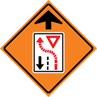 Yield Ahead Roll-Up Traffic Sign, 29-1/2" x 29-1/2", Vinyl, Pictogram Par Equipment