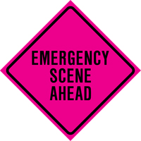 "Emergency Scene Ahead" Roll-Up Traffic Sign, 36" x 36", Vinyl, English Par Equipment