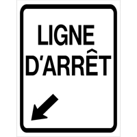 "Ligne d'Arr&ecirc;t" Roll-Up Traffic Sign, 23-3/5" x 29-1/2", Vinyl, French with Pictogram Par Equipment
